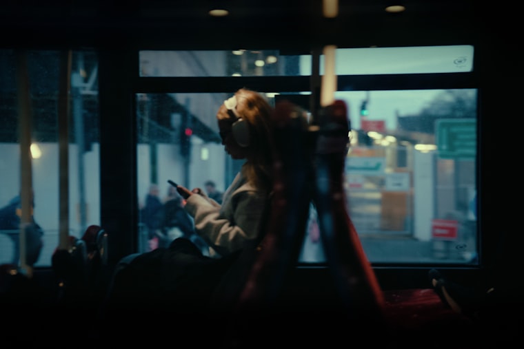 Woman wearing headphones